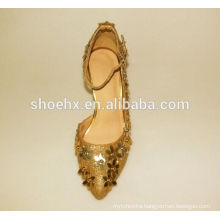 ladies shining golden evening shoes for women